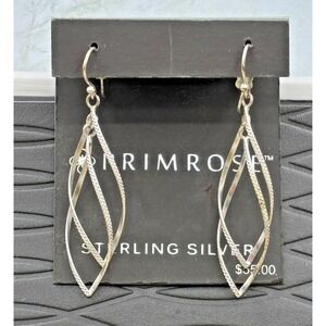 Primrose Sterling Silver .925 Drop Earrings Hollow Dangle Twist Hook New On Card